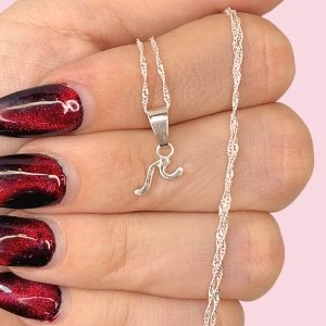 Cadena Singapur Fino Brilloso y Dije Mini Ola de Mar Infinito Plata 925